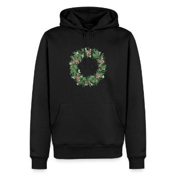 Weihnachtskranz mit roten Schleifen - Männer Premium Bio Hoodie - Schwarz - Vorne - Nico (187cm)