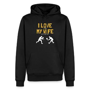 I love my Wife Padel Platform Tennis Paddleball - Men’s Premium Organic Hoodie - black - Front - Nico (187cm)