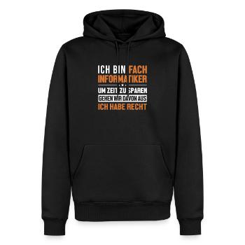 Fachinformatiker hat immer Recht Fachinformatiker - Männer Premium Bio Hoodie - Schwarz - Vorne - Nico (187cm)