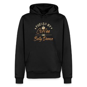 Alimenté Par Le Café Et La Danse Du Ventre - Sweat à capuche Premium bio Homme - noir - Devant - Nico (187cm)