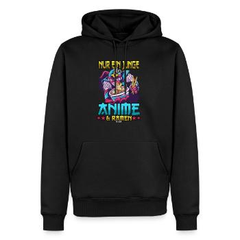 Nur ein Junge der Anime & Ramen liebt - Männer Premium Bio Hoodie - Schwarz - Vorne - Nico (187cm)