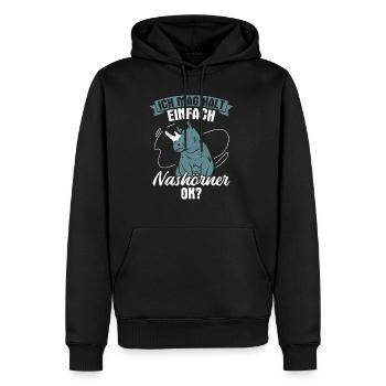 Nashorn Nashörner - Ich mag halt einfach Nashörner - Männer Premium Bio Hoodie - Schwarz - Vorne - Nico (187cm)
