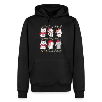 Mignon Chats Noël Chaton Tenue de Noël - Sweat à capuche Premium bio Homme - noir - Devant - Nico (187cm)
