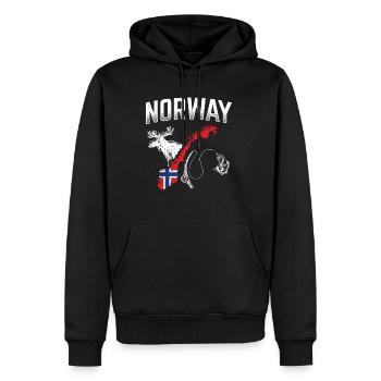 Norwegen Urlaub Norwegen Landkarte Angel Norwegen - Männer Premium Bio Hoodie - Schwarz - Vorne - Nico (187cm)