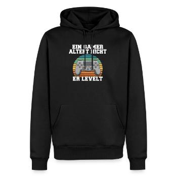 Un joueur ne vieillit pas, il nivelle - Sweat à capuche Premium bio Homme - noir - Devant - Nico (187cm)