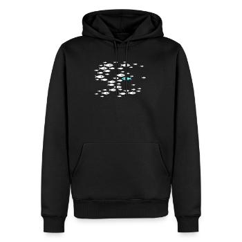 Les poissons nagent à contre-courant dans la mer - Sweat à capuche Premium bio Homme - noir - Devant - Nico (187cm)