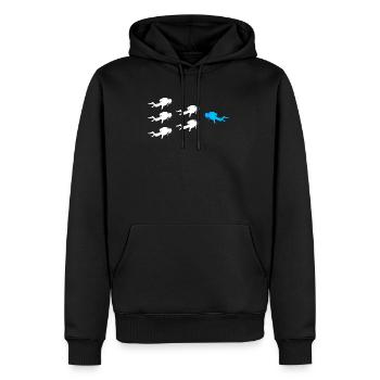 Les plongeurs nagent à contre-courant - Sweat à capuche Premium bio Homme - noir - Devant - Nico (187cm)