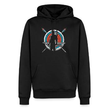 Bogenschütze Bogenschießen Zielscheibe Bogensport - Männer Premium Bio Hoodie - Schwarz - Vorne - Nico (187cm)
