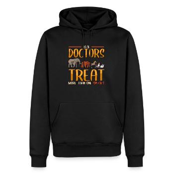 Les vrais médecins vétérinaires traitent plus d’un - Sweat à capuche Premium bio Homme - noir - Devant - Nico (187cm)