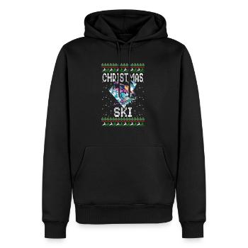 Drôle de Noël Ski Lover Noël Pull moche Ski - Sweat à capuche Premium bio Homme - noir - Devant - Nico (187cm)