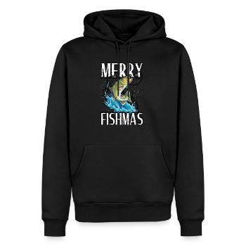 Drôle Merry Fishmas Pêche Pêcheur Pêcheur - Sweat à capuche Premium bio Homme - noir - Devant - Nico (187cm)