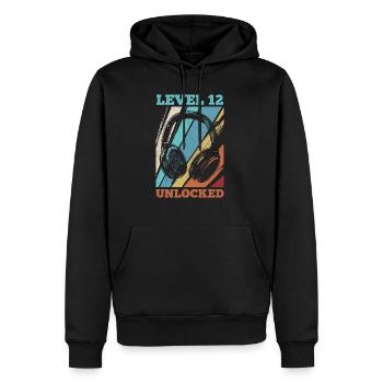 12.Geburtstag Video Gamer Level 12 Unlocked - Männer Premium Bio Hoodie - Schwarz - Vorne - Nico (187cm)