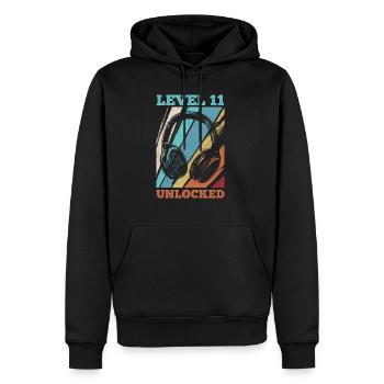 11.Geburtstag Video Gamer Level 11 Unlocked - Männer Premium Bio Hoodie - Schwarz - Vorne - Nico (187cm)