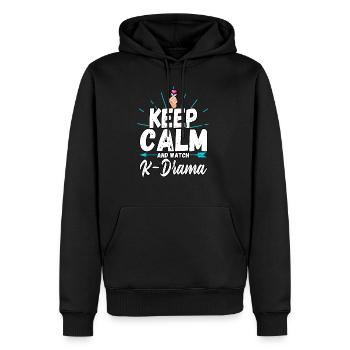 Funny Keep Calm And Watch K-drama Finger Heart - Männer Premium Bio Hoodie - Schwarz - Vorne - Nico (187cm)