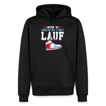 Wenn du verzweifelt bist lauf lustiger Spruch Lauf - Männer Premium Bio Hoodie - Schwarz - Vorne - Nico (187cm)