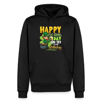 Happy St. Patricks Day And Yes It's My Birthday - Männer Premium Bio Hoodie - Schwarz - Vorne - Nico (187cm)