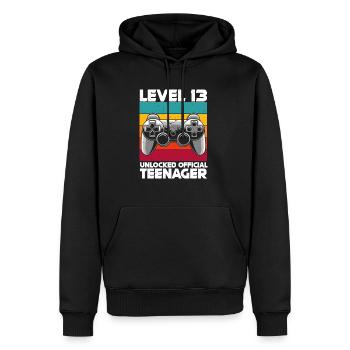 Offiziell Teenager 13.Geburtstag Geschenk Level 13 - Männer Premium Bio Hoodie - Schwarz - Vorne - Nico (187cm)