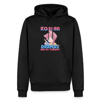 Les drames coréens sont ma thérapie K-Drama K-Pop - Sweat à capuche Premium bio Homme - noir - Devant - Nico (187cm)