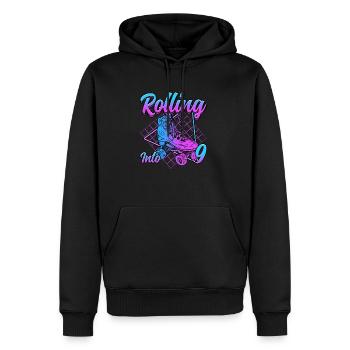 Rolling into 9 Roller Skate Birthday - Männer Premium Bio Hoodie - Schwarz - Vorne - Nico (187cm)