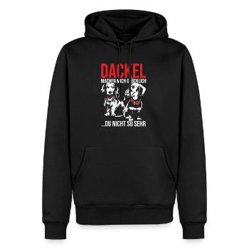 Dackel machen mich Glücklich Dackel Dachshund Spru - Männer Premium Bio Hoodie - Schwarz - Vorne - Nico (187cm)