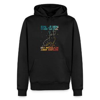 Dackel Dackelhund Ein leben ohne Dackel ist sinnlo - Männer Premium Bio Hoodie - Schwarz - Vorne - Nico (187cm)