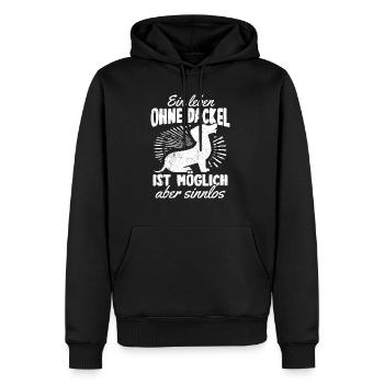Dackel Dackelhund leben ohne Dackel ist möglich ab - Männer Premium Bio Hoodie - Schwarz - Vorne - Nico (187cm)