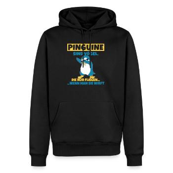 Pinguine sind Vögel die fliegen wenn man sie wirft - Männer Premium Bio Hoodie - Schwarz - Vorne - Nico (187cm)