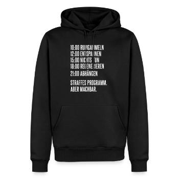 Rumgammeln lustiger Tagesablauf für faule Menschen - Männer Premium Bio Hoodie - Schwarz - Vorne - Nico (187cm)