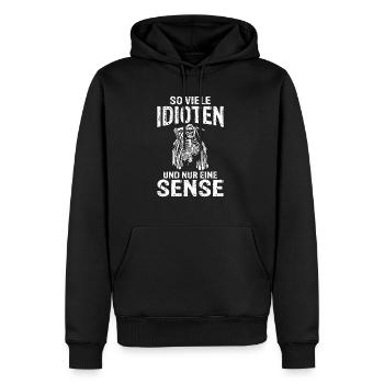 So viele Idioten und nur eine Sense schwarzer Humo - Männer Premium Bio Hoodie - Schwarz - Vorne - Nico (187cm)