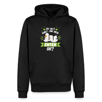 Ente Geschenk - Ich mag halt einfach Enten Ok? - Männer Premium Bio Hoodie - Schwarz - Vorne - Nico (187cm)