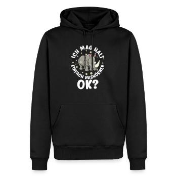 Nashorn - Ich mag halt einfach Nashörner Ok? - Männer Premium Bio Hoodie - Schwarz - Vorne - Nico (187cm)