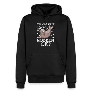 Ich mag halt einfach Robben, OK? - Männer Premium Bio Hoodie - Schwarz - Vorne - Nico (187cm)