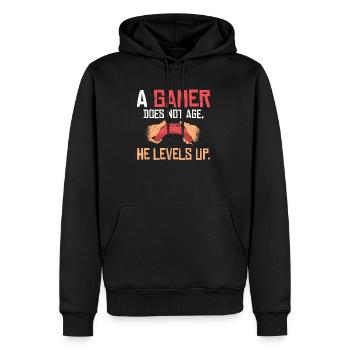 Un joueur ne vieillit pas, il améliore le jeu amusant - Sweat à capuche Premium bio Homme - noir - Devant - Nico (187cm)