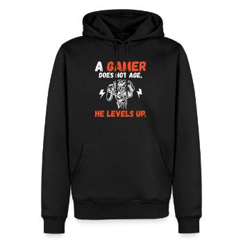 Un joueur ne vieillit pas, il améliore le jeu amusant - Sweat à capuche Premium bio Homme - noir - Devant - Nico (187cm)