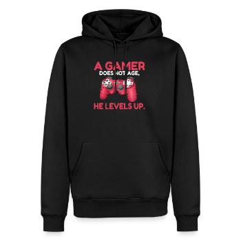 Un joueur ne vieillit pas, il améliore le jeu amusant - Sweat à capuche Premium bio Homme - noir - Devant - Nico (187cm)