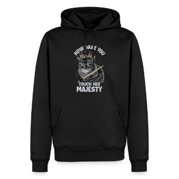 How Dare You Touch Her Majesty Hauskatze - Männer Premium Bio Hoodie - Schwarz - Vorne - Nico (187cm)