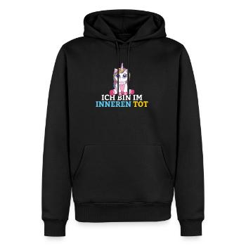 Ich bin im Inneren tot Einhorn - Männer Premium Bio Hoodie - Schwarz - Vorne - Nico (187cm)