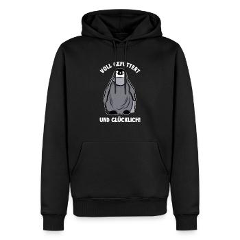 Voll Gefuttert und Glücklich Kaiserpinguin - Männer Premium Bio Hoodie - Schwarz - Vorne - Nico (187cm)