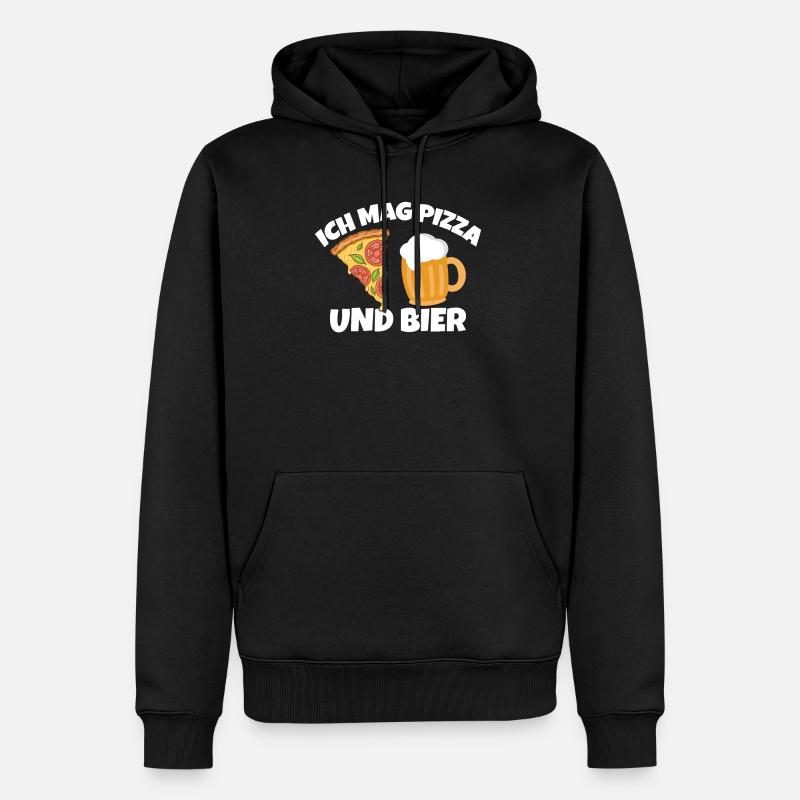 Ich mag Pizza und Bier - Männer Premium Bio Hoodie - Schwarz