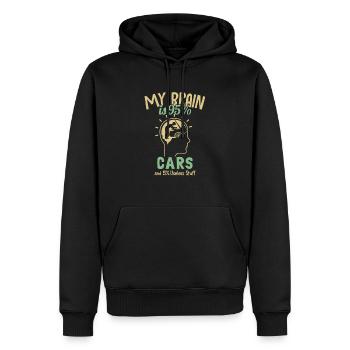 My Brain is 95% Cars Vendeur de voitures Maître - Sweat à capuche Premium bio Homme - noir - Devant - Nico (187cm)