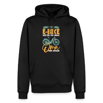 Oma mit E-Bike wie eine normale Oma Pedelec E-Bike - Männer Premium Bio Hoodie - Schwarz - Vorne - Nico (187cm)