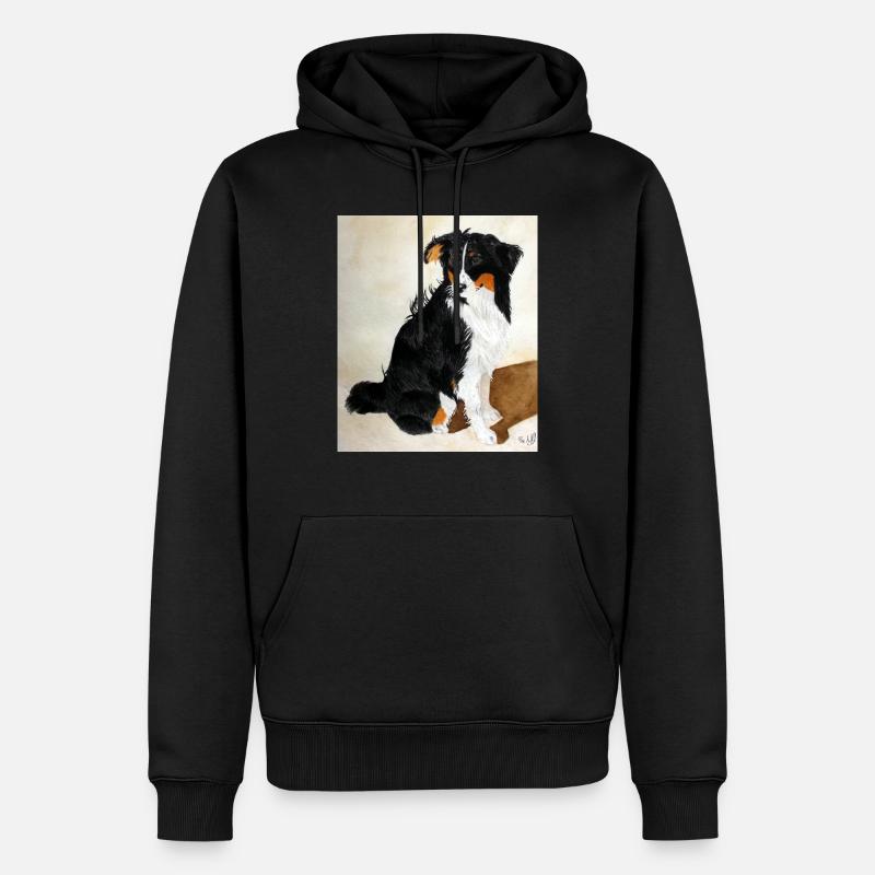 Sitzender Aussie Nanouk - Männer Premium Bio Hoodie - Schwarz