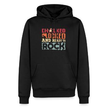 Klettern Bouldern chalked locked and ready to rock - Männer Premium Bio Hoodie - Schwarz - Vorne - Nico (187cm)