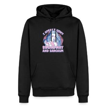 Je parle couramment Broadway et le théâtre sarcastique - Sweat à capuche Premium bio Homme - noir - Devant - Nico (187cm)