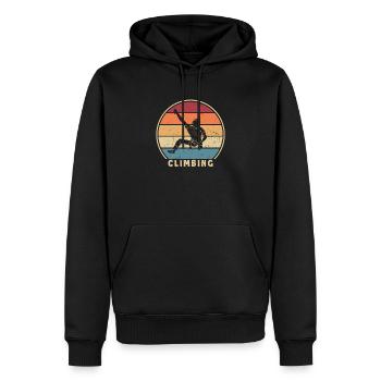 Retro Climbing Bouldern Sportklettern - Männer Premium Bio Hoodie - Schwarz - Vorne - Nico (187cm)