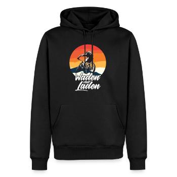 Waden statt Laden Fahrrad E-Bike Radtrikot - Männer Premium Bio Hoodie - Schwarz - Vorne - Nico (187cm)
