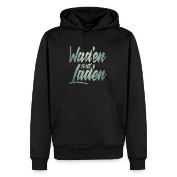 Waden statt Laden Fahrrad E-Bike Radtrikot - Männer Premium Bio Hoodie - Schwarz - Vorne - Nico (187cm)