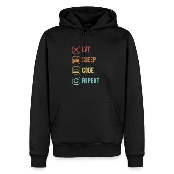 Eat Sleep Code Repeat Full Stack Coder Software - Men’s Premium Organic Hoodie - black - Front - Nico (187cm)