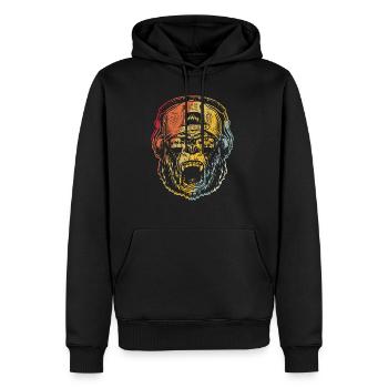 Monkey DJ mit Kopfhörer & Sonnenbrille Geschenkide - Männer Premium Bio Hoodie - Schwarz - Vorne - Nico (187cm)