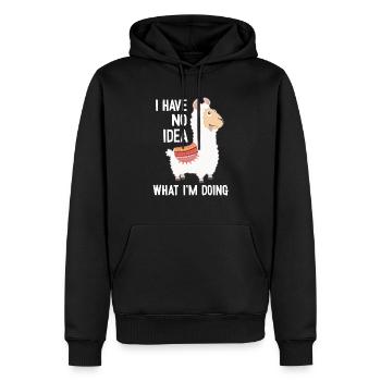 I Have No Idea What I'm Doing Lama Alpaca Pako - Sweat à capuche Premium bio Homme - noir - Devant - Nico (187cm)